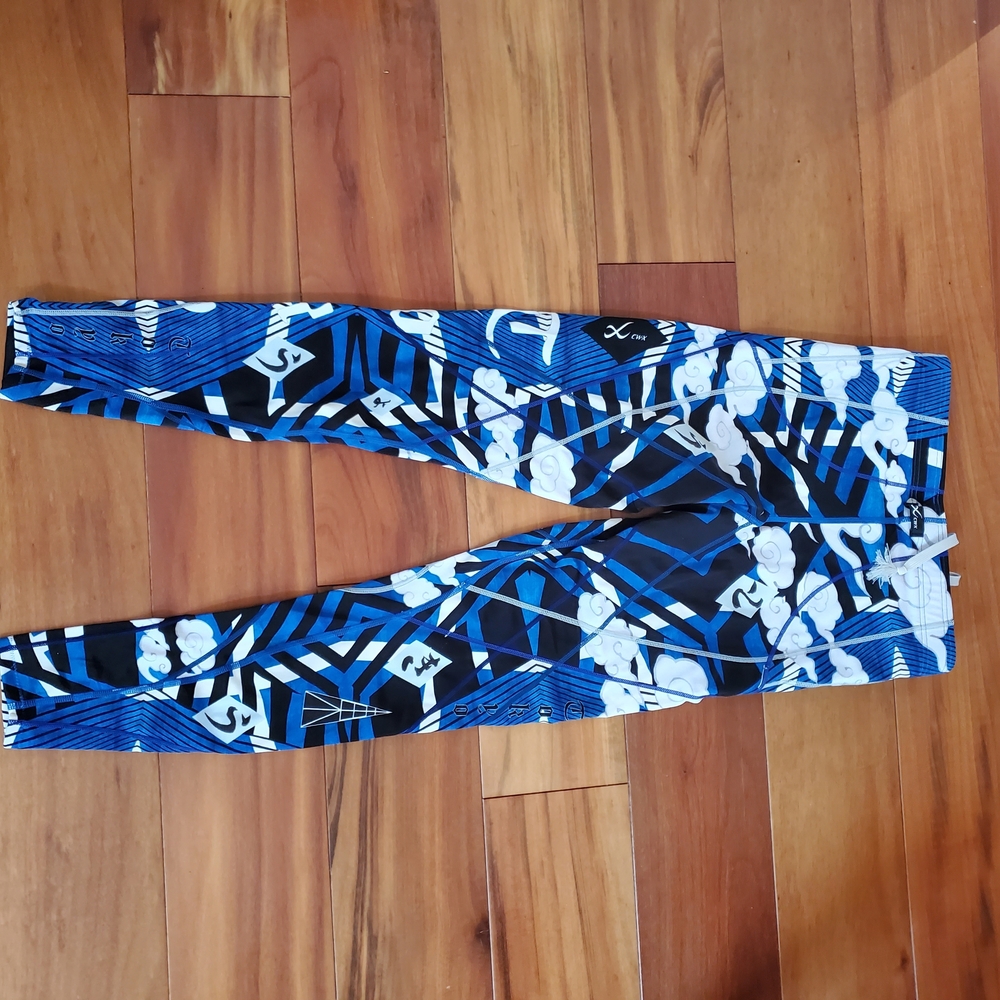 CW-X Women's Blue and Black Patterned Leggings